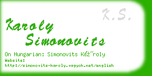 karoly simonovits business card
